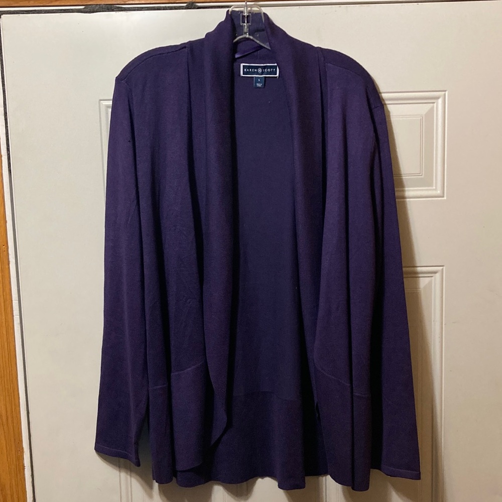 Karen Scott Deep‎ Purple Cardigan L